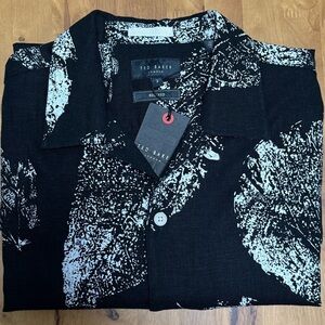 Ted Baker Black and White Leaf Print Men's Shirt